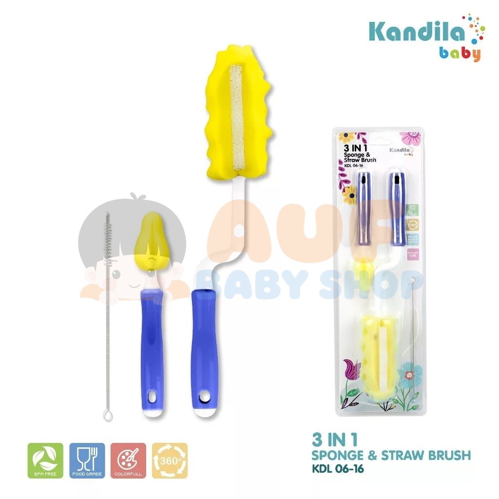 kandila 3 in 1 Sponge And Straw Brush