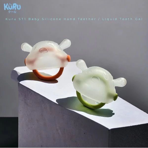 Kuru ST1 Baby Liquid Silicone Hand Teether (Orange) Little Monster Liquid Tooth Gel
