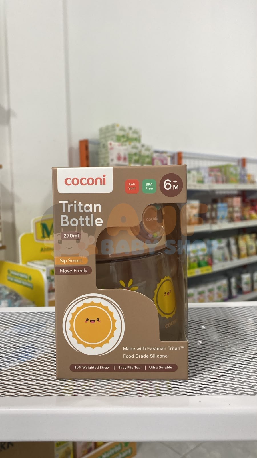 Coconi Tritan Bottle 270ml Botol minum bayi anak dengan pemberat 360 Baby drinking sippy cup - BEIGE SUN-BEIGE SUN