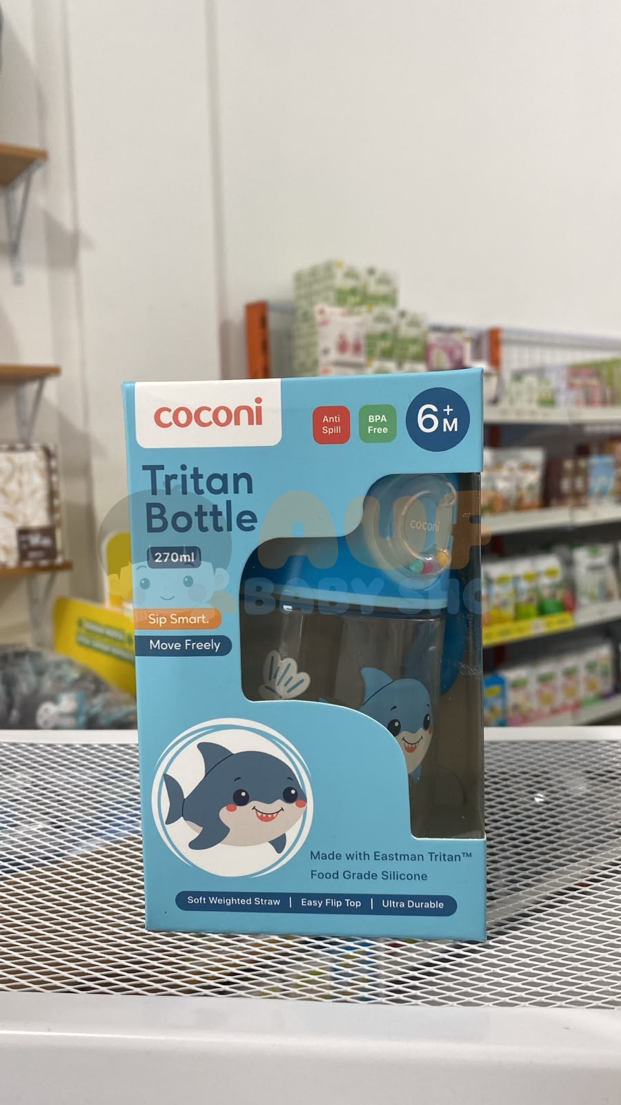 Coconi Tritan Bottle 270ml Botol minum bayi anak dengan pemberat 360 Baby drinking sippy cup - OCEAN SHARK-OCEAN SHARK