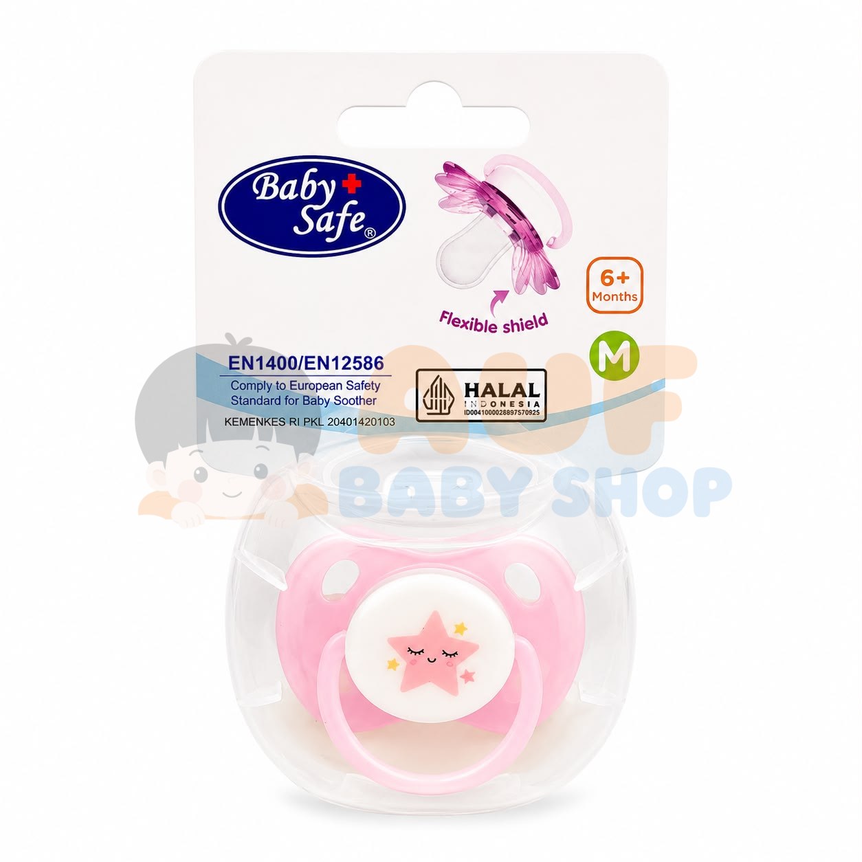 BABY SAFE PC5MP PACIFIER 6+M PINK