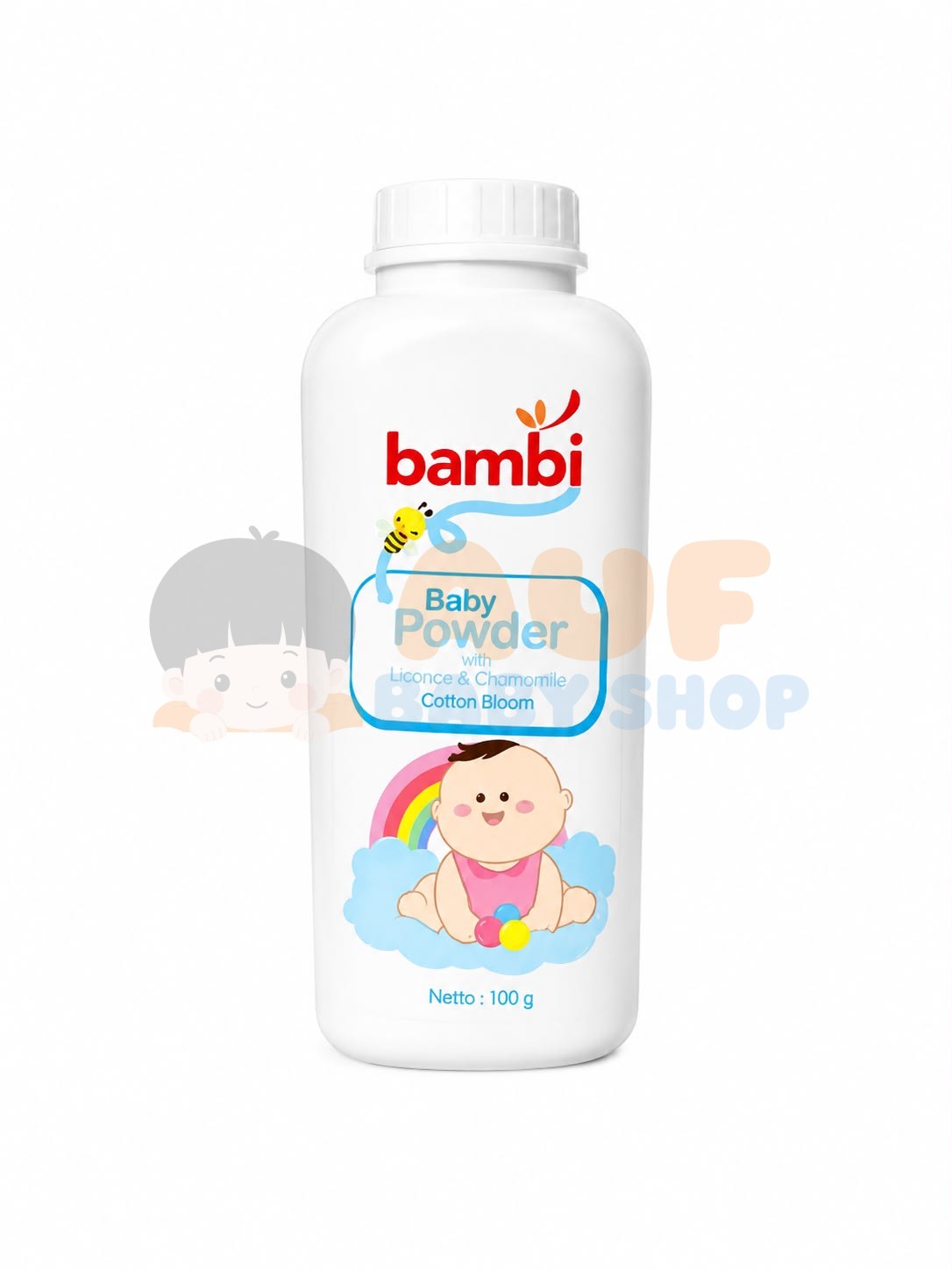 BAMBI B.PWD. 100GR BIRU COTTON BLOOM