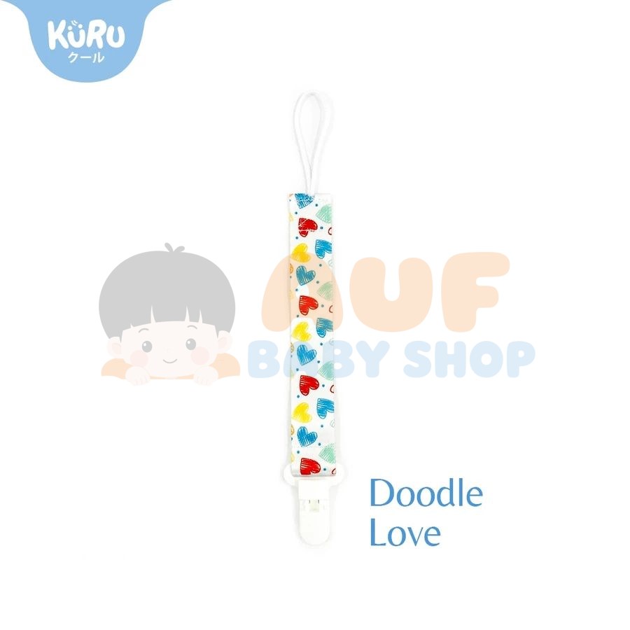 KURU Baby Pacifier Clip Doodle Love
