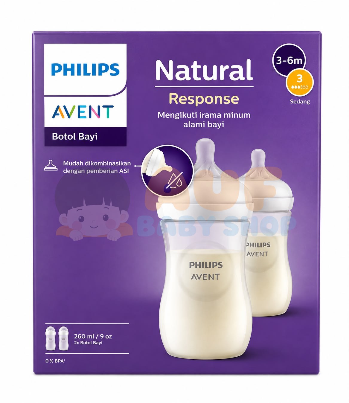 BOTTLE NATURAL 3.0 9 OZ 2P PHILIP AVENT