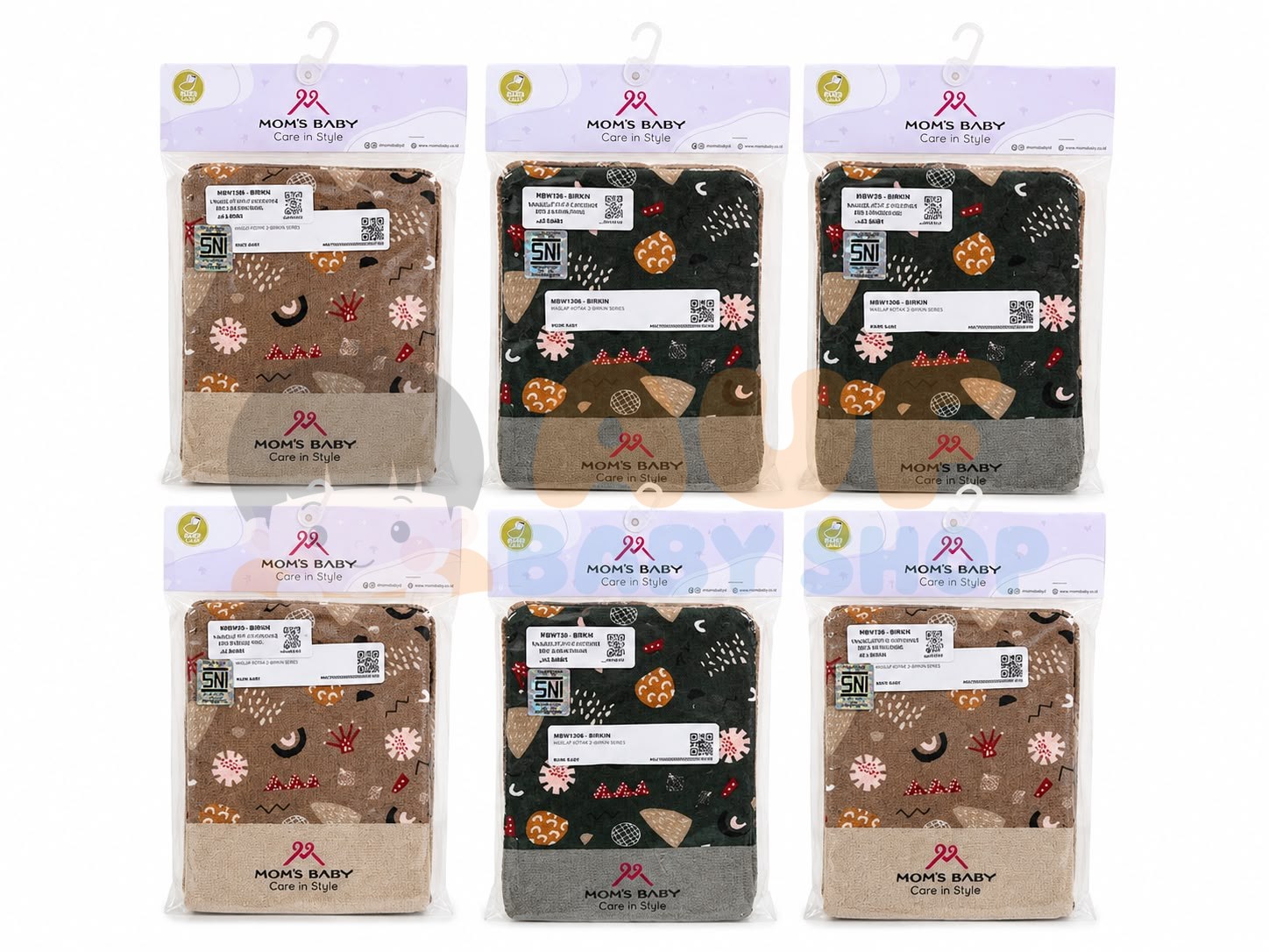 MOMS BABY - WASLAP KOTAK ISI 2 BIRKIN SERIES (COKLAT ARMY)