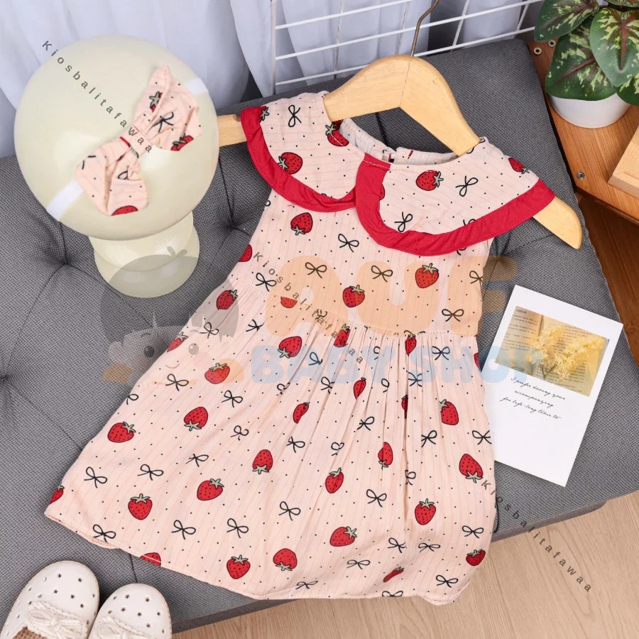 Dress Sakura 3-12 Bulan (S) Strawberry Peach