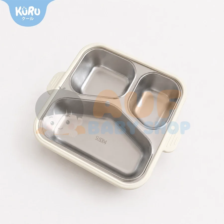 KURU Kids Stainless Bento Plate - Beige