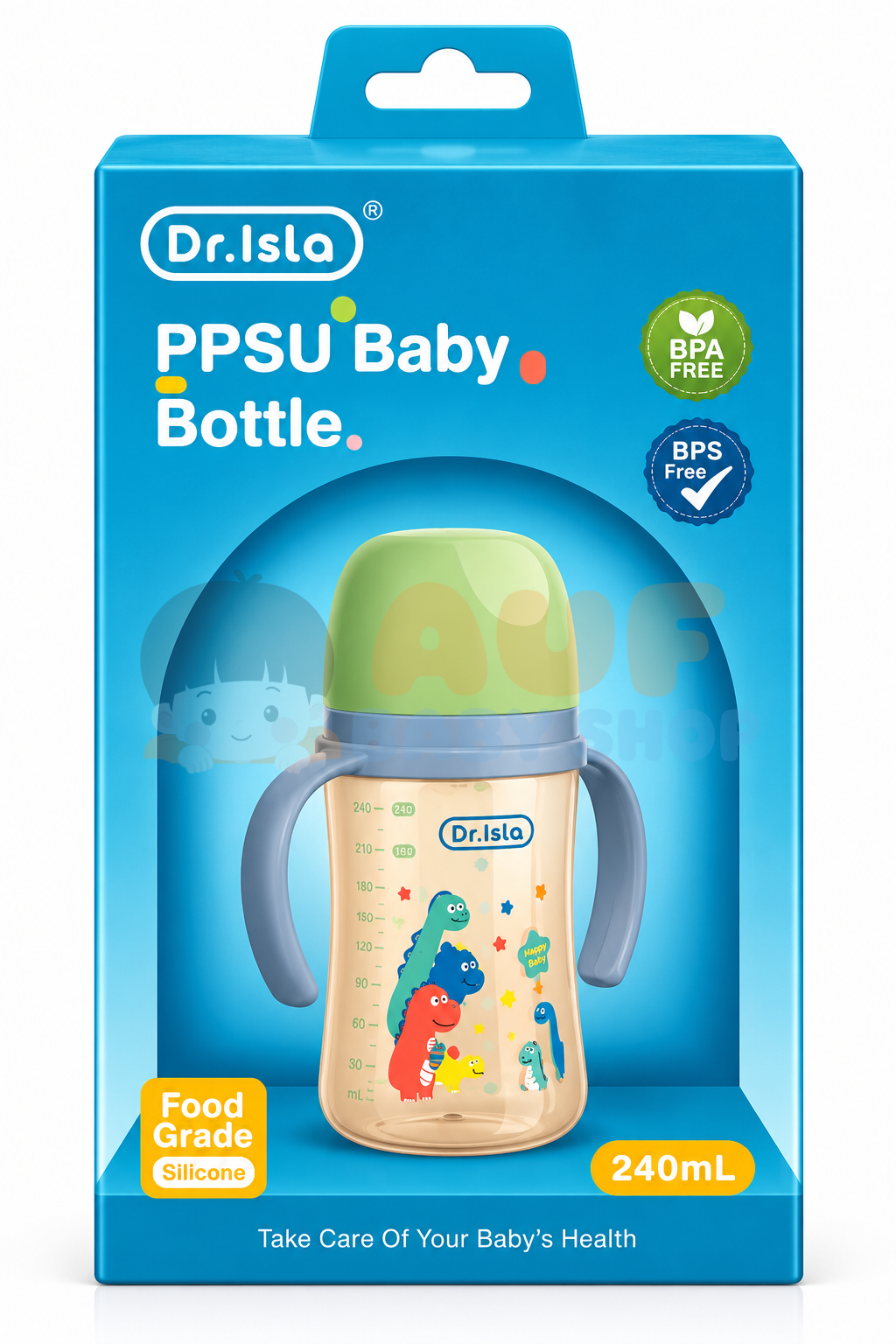Dr isla PPSU Baby Bottle 240ml - Green DPB02GN