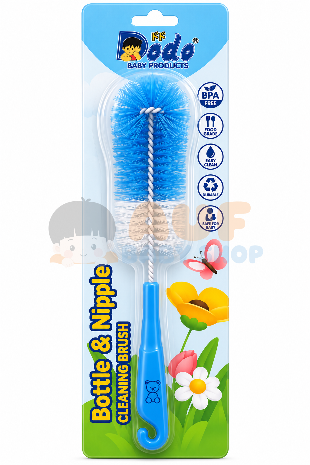 Dodo Botol dan Nipple Cleaning Brush - Biru