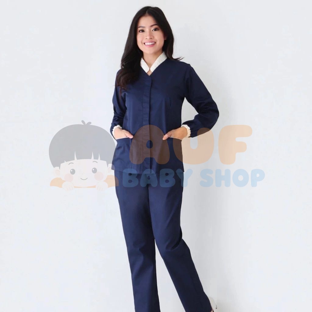 Baju Suster Calia Long Sleeve - Navy 4L