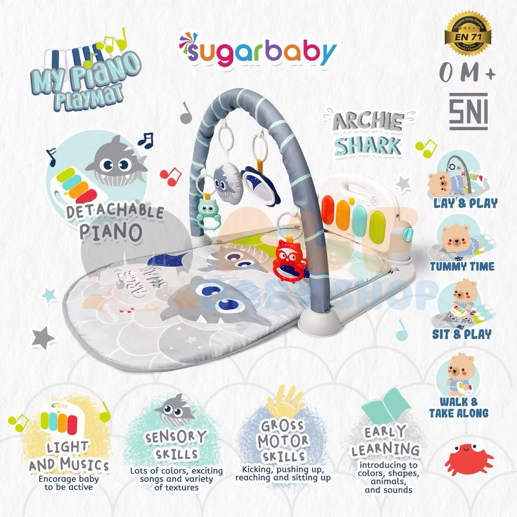 Sugarbaby My Piano Playmat - Grey Archie Shark