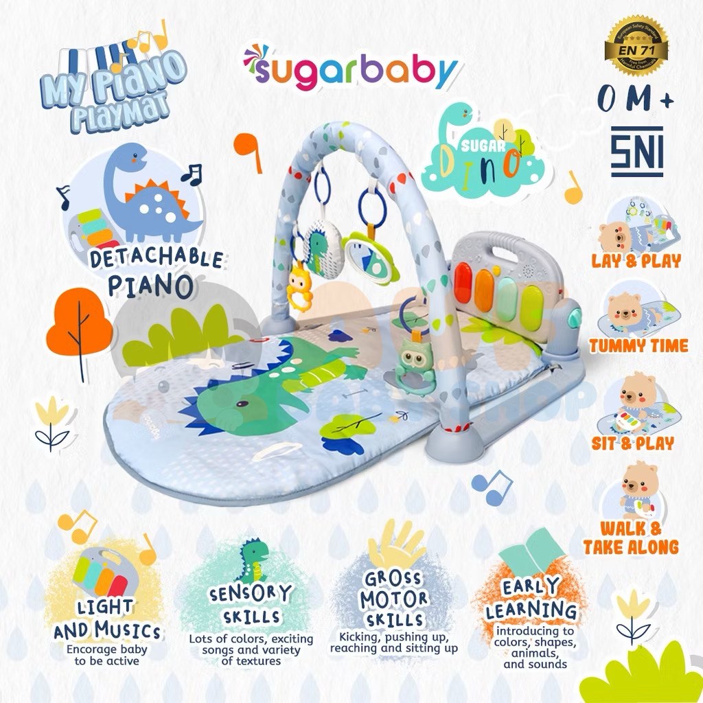 Sugarbaby My Piano Playmat - Blue Sugar Dino