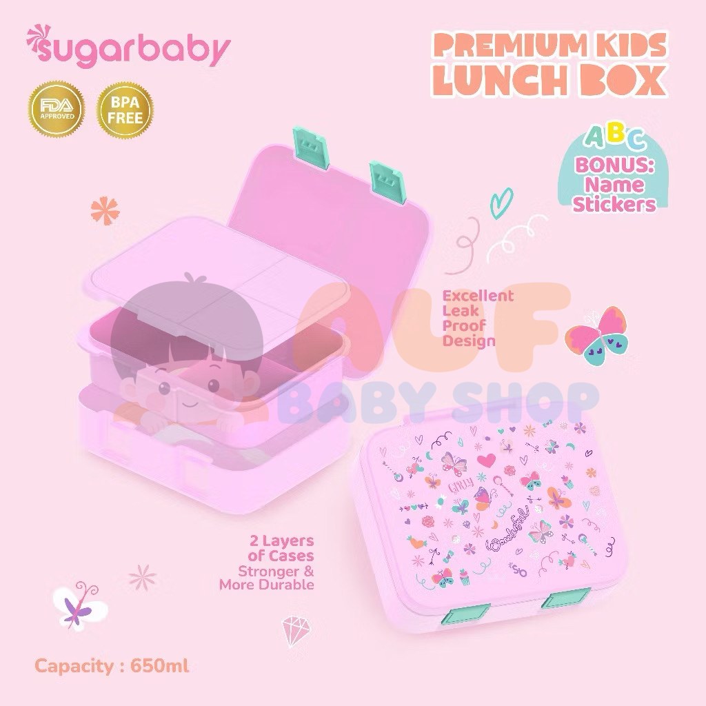 Sugarbaby Premium Kids Lunch Box 650ml - Purple Butterfly