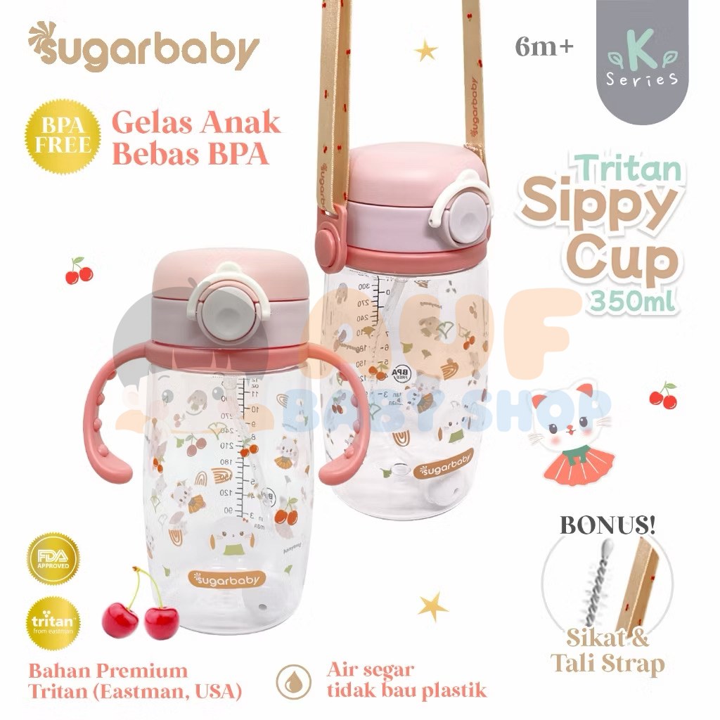 Sugarbaby Tritan Sippy Cup K Serries 350ml - Pink