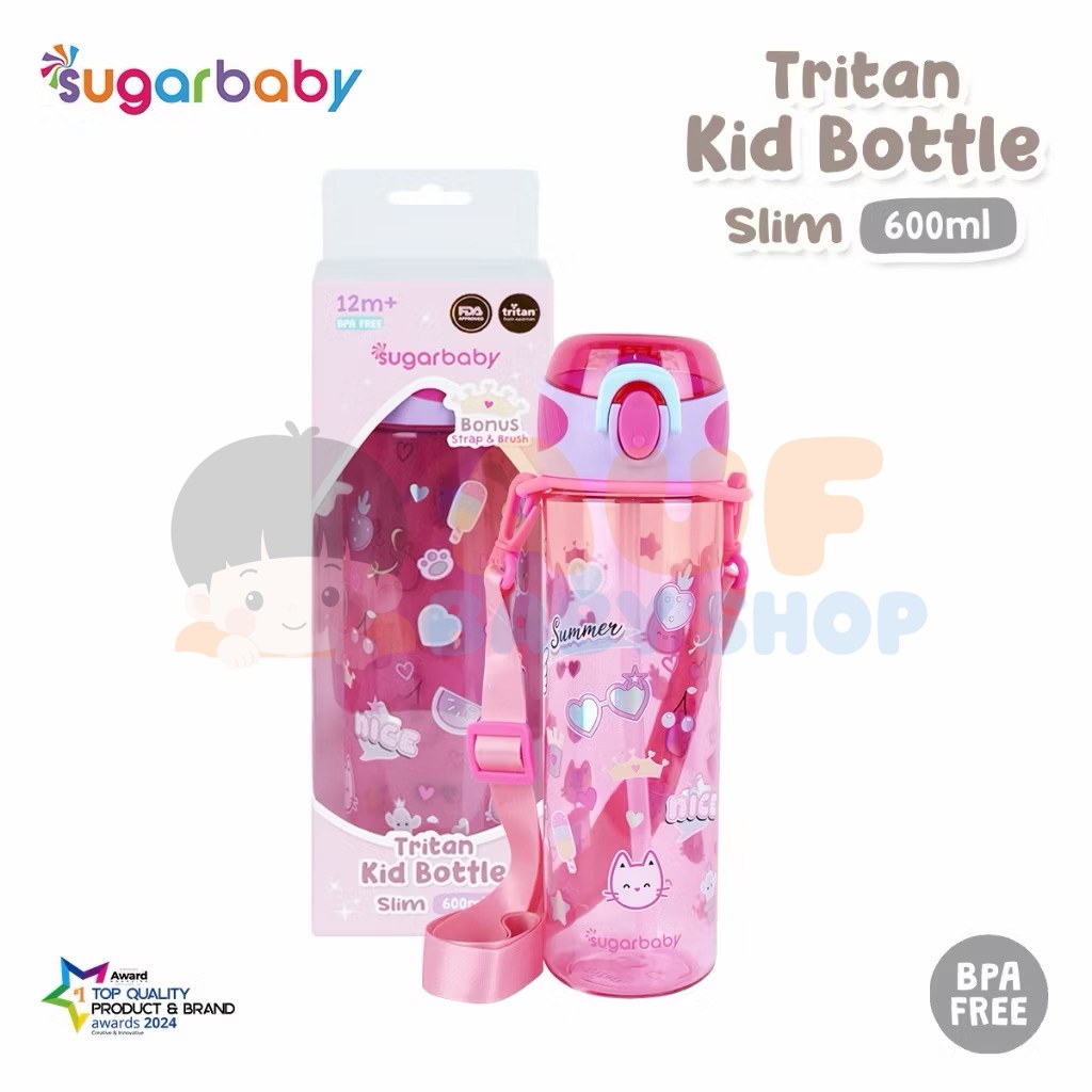 Sugarbaby Tritan Kid Bottle Slim 600 ml - Pink Summer