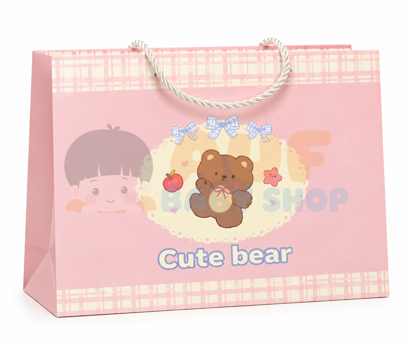 Paperbag Motif Bear Pink