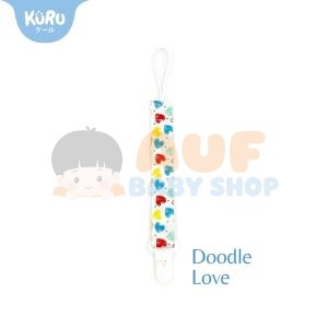 KURU Baby Pacifier Clip Doodle Love
