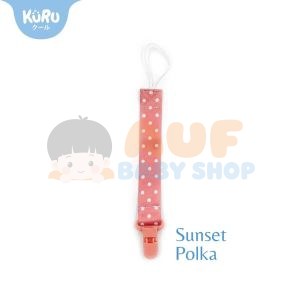KURU Baby Pacifier Clip Sunset Polka