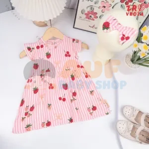 Dress Arabella (Strawberry Candy) 3-12 Bulan