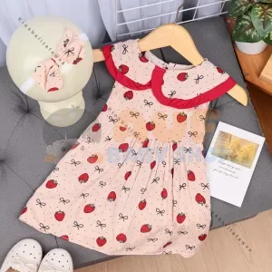 Dress Sakura 3-12 Bulan (S) Strawberry Peach